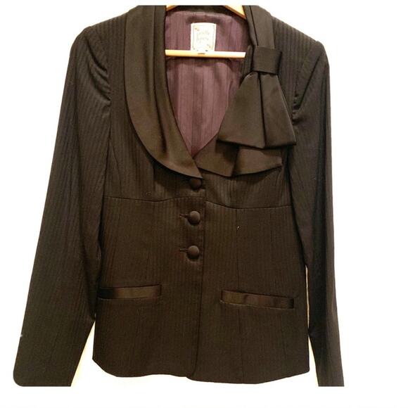 Nanette Lepore Sz. S Elegant Black Women's Blazer with Bow Detail Office Goth - Picture 1 of 3